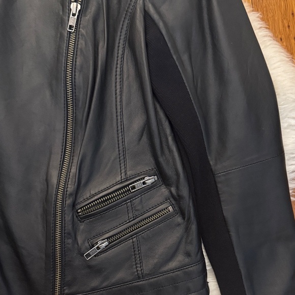 Halogen Black Leather Jacket with Zipper Details - Picture 4 of 5